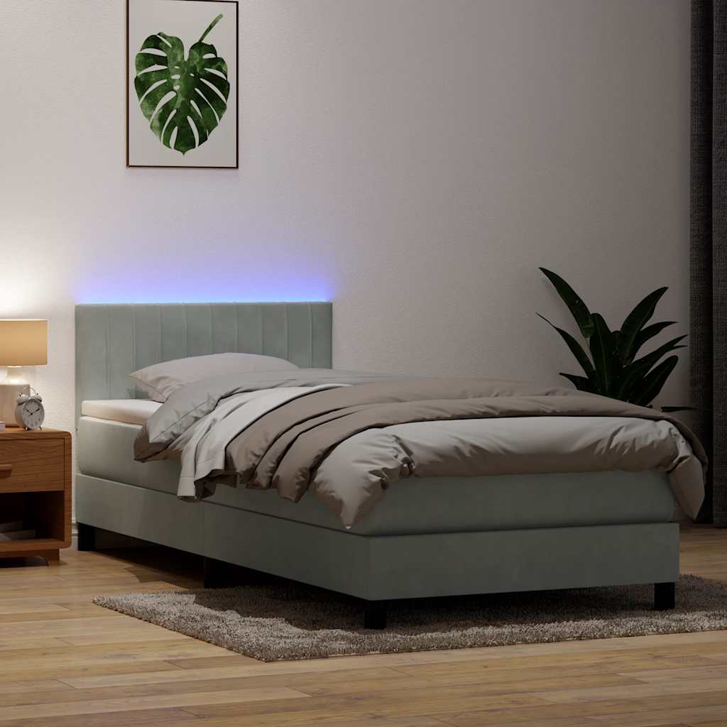 Resårsäng Med Madrass Och Led Sammet