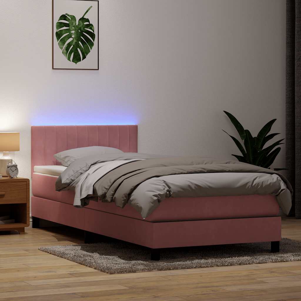 Resårsäng Med Madrass Och Led Sammet