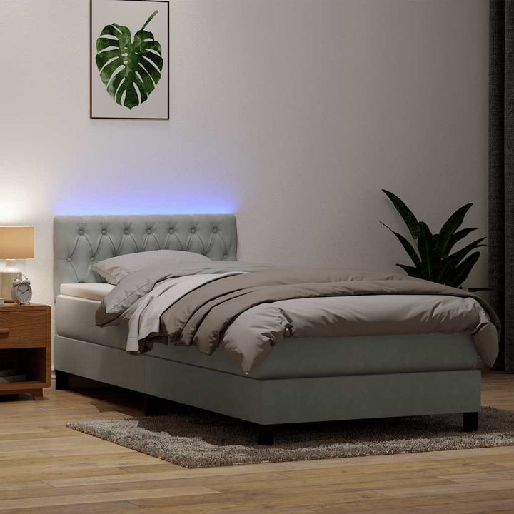 Resårsäng Med Madrass Och Led Sammet