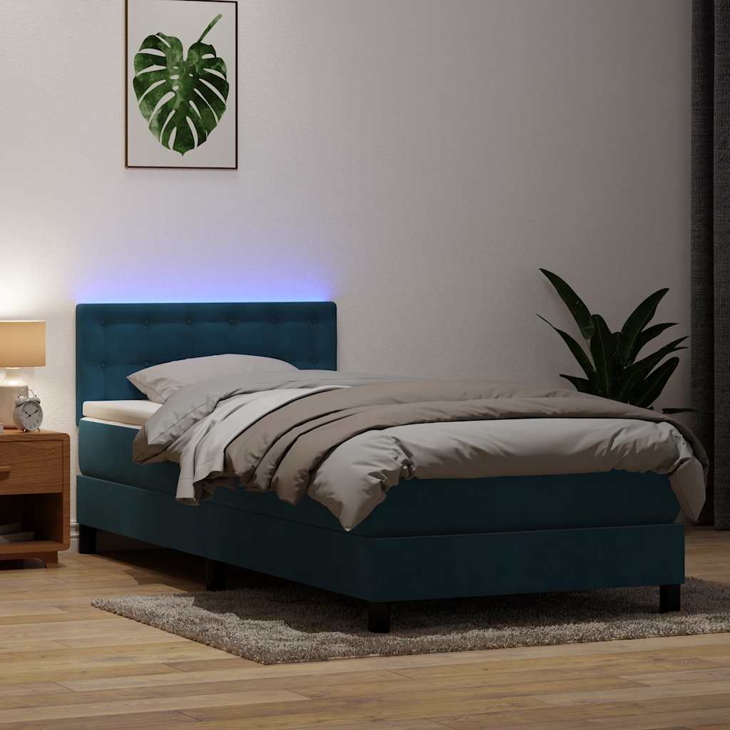 Resårsäng Med Madrass Och Led Sammet