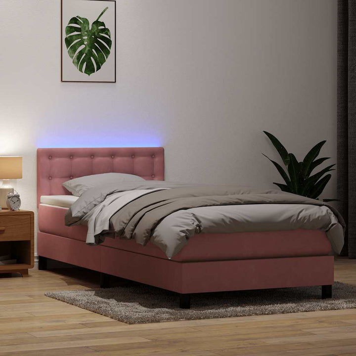 Resårsäng Med Madrass Och Led Sammet