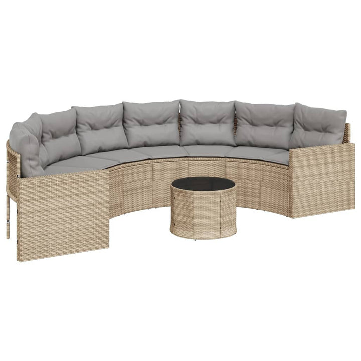Trädgårdssoffa Med Bord Och Dynor Beige Konstrotting