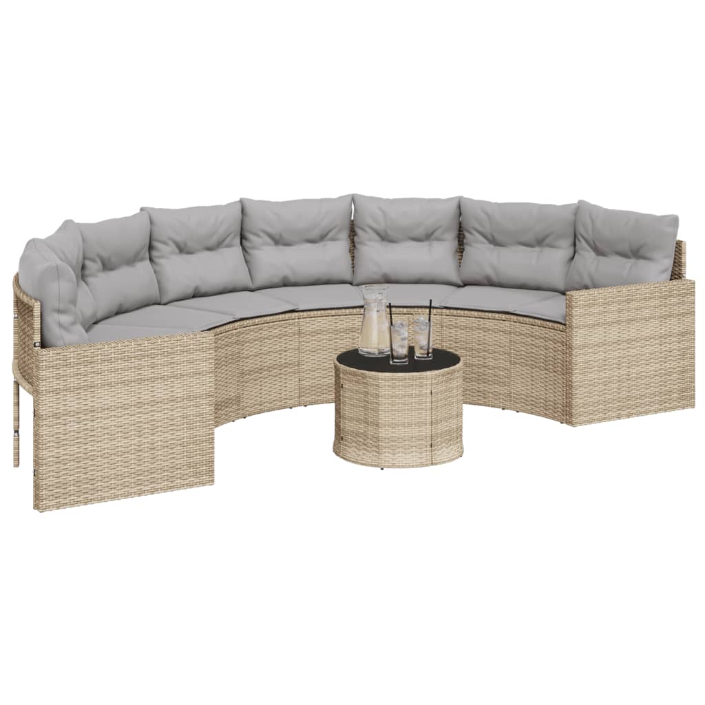 Trädgårdssoffa Med Bord Och Dynor Beige Konstrotting