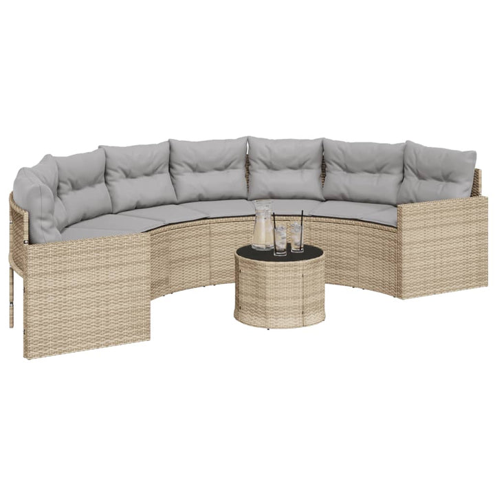 Trädgårdssoffa Med Bord Och Dynor Beige Konstrotting