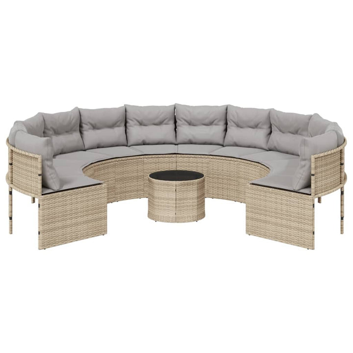 Trädgårdssoffa Med Bord Och Dynor Beige Konstrotting