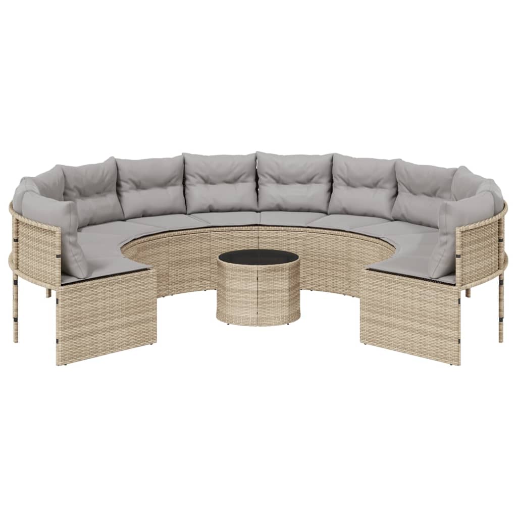Trädgårdssoffa Med Bord Och Dynor Beige Konstrotting