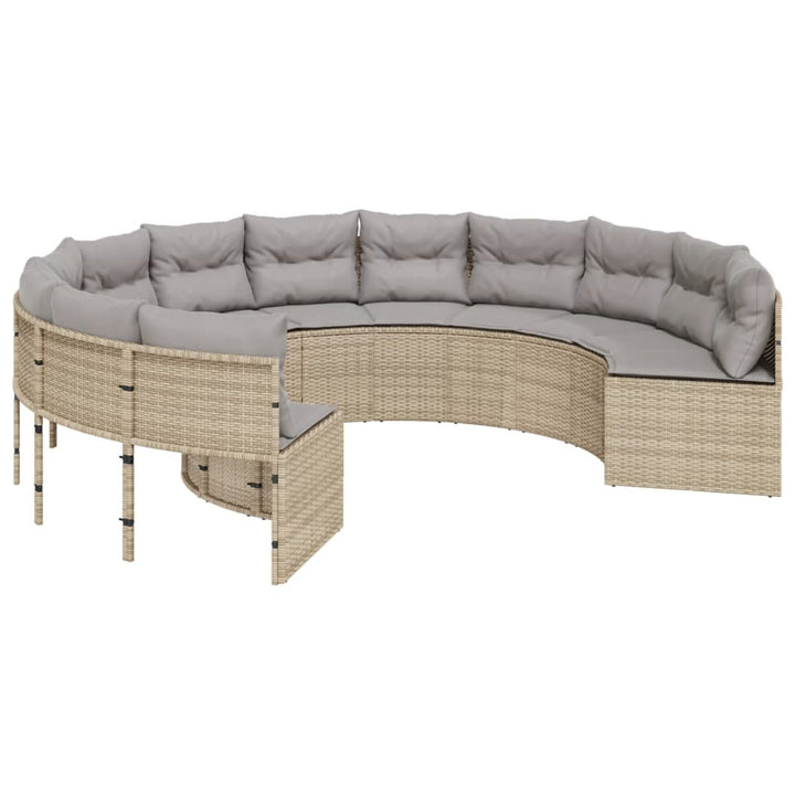Trädgårdssoffa Med Bord Och Dynor Beige Konstrotting