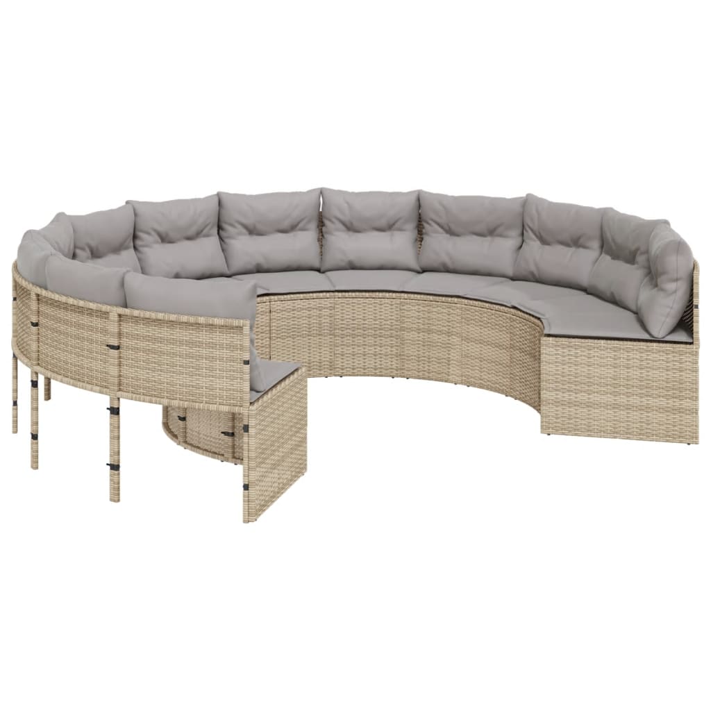 Trädgårdssoffa Med Bord Och Dynor Beige Konstrotting