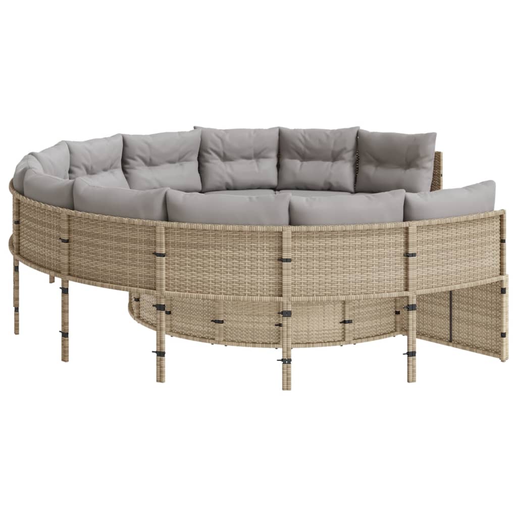 Trädgårdssoffa Med Bord Och Dynor Beige Konstrotting