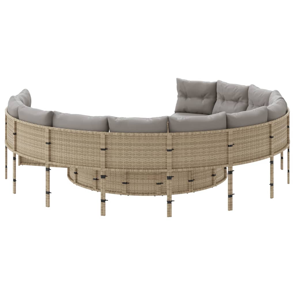 Trädgårdssoffa Med Bord Och Dynor Beige Konstrotting