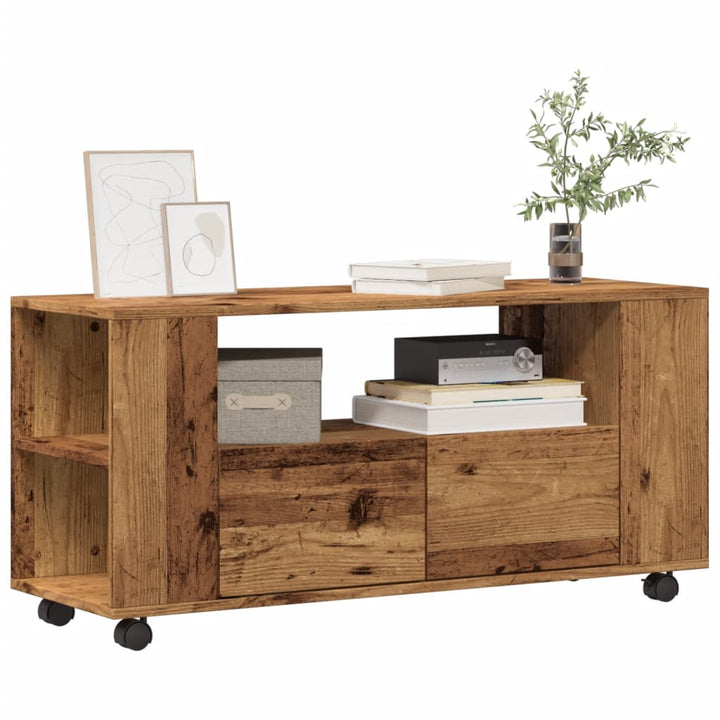 Tv-Bänk Med Hjul 102X34,5X43 Cm Konstruerat Trä
