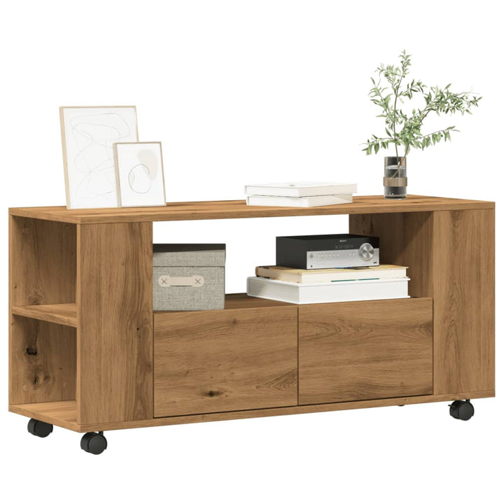 Tv-Bänk Med Hjul 102X34,5X43 Cm Konstruerat Trä