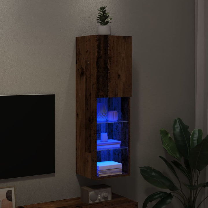 Tv-Bänk Med Led-Belysning 2 St 30,5X30X102 Cm