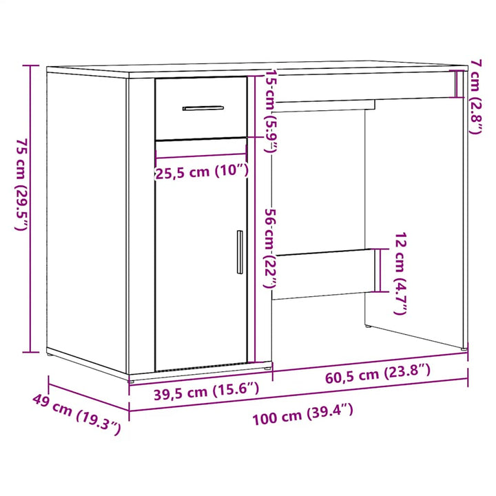 Skrivbord 100X49X75 Cm Konstruerat Trä