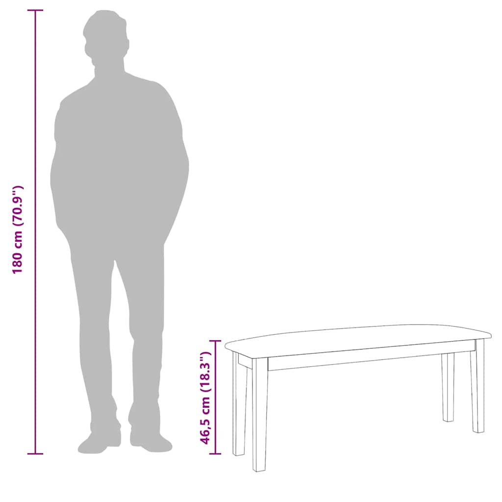 Bänk 110 Cm Brunt Massivt Trä Gummi