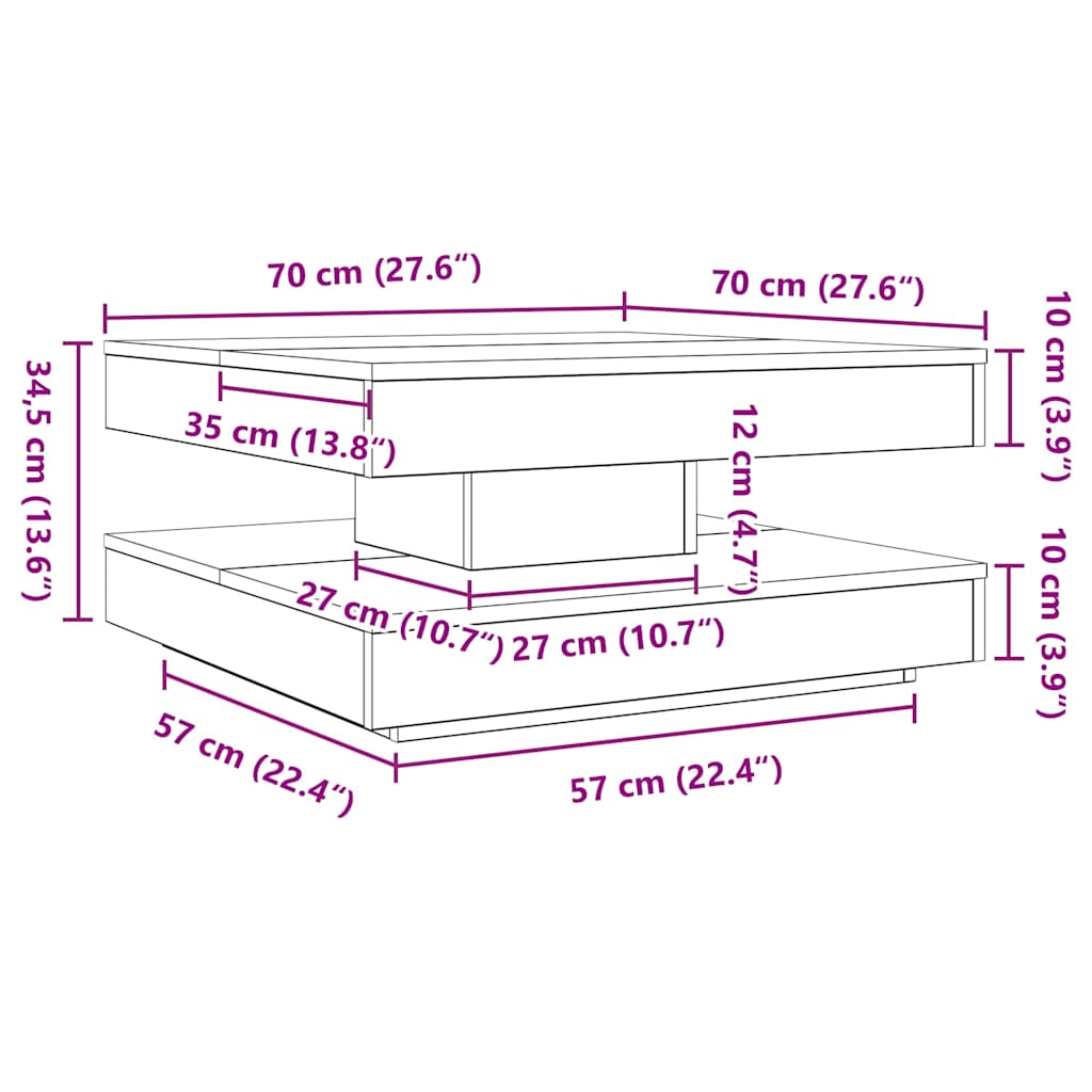 Soffbord 360 Grader Vridbart 70X70X34,5 Cm