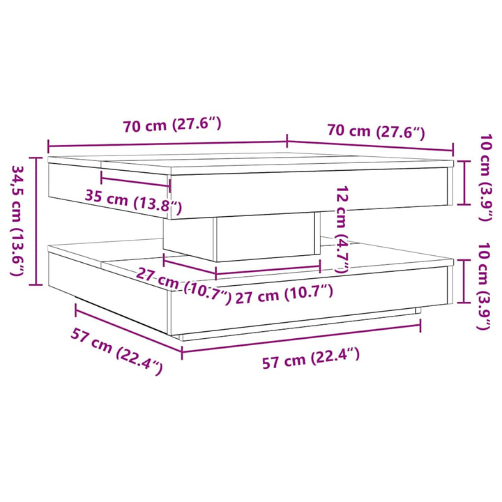 Soffbord 360 Grader Vridbart 70X70X34,5 Cm