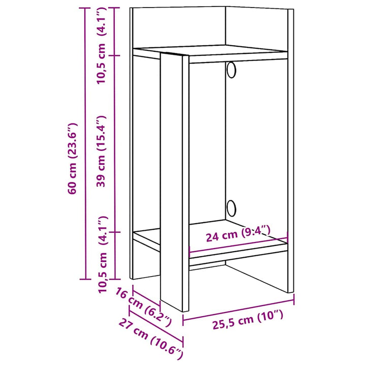 Sidobord 2 St Med Hylla 25,5X27X60 Cm