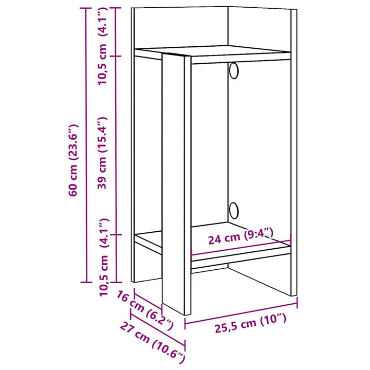 Sidobord 2 St Med Hylla 25,5X27X60 Cm