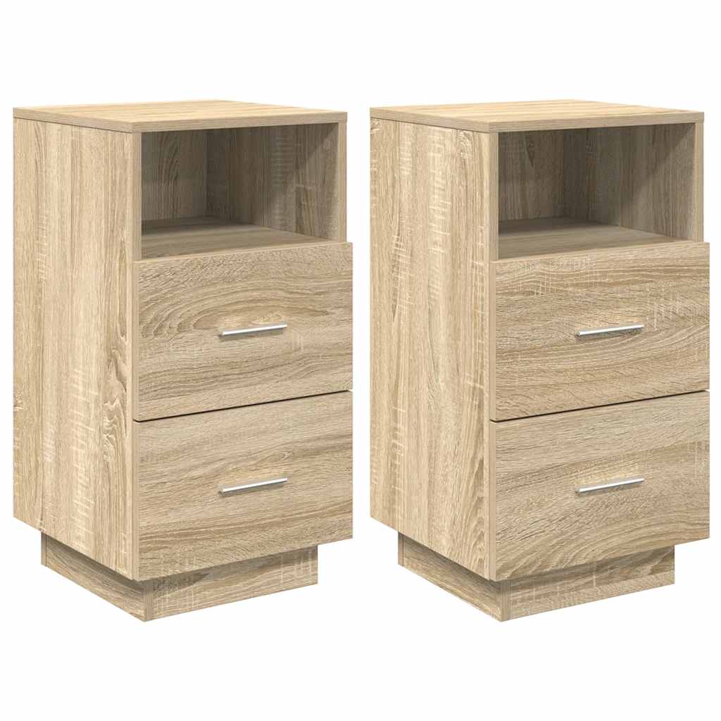 Sängbord 2 St Med 2 Lådor Sonoma-Ek 36X36X68 Cm