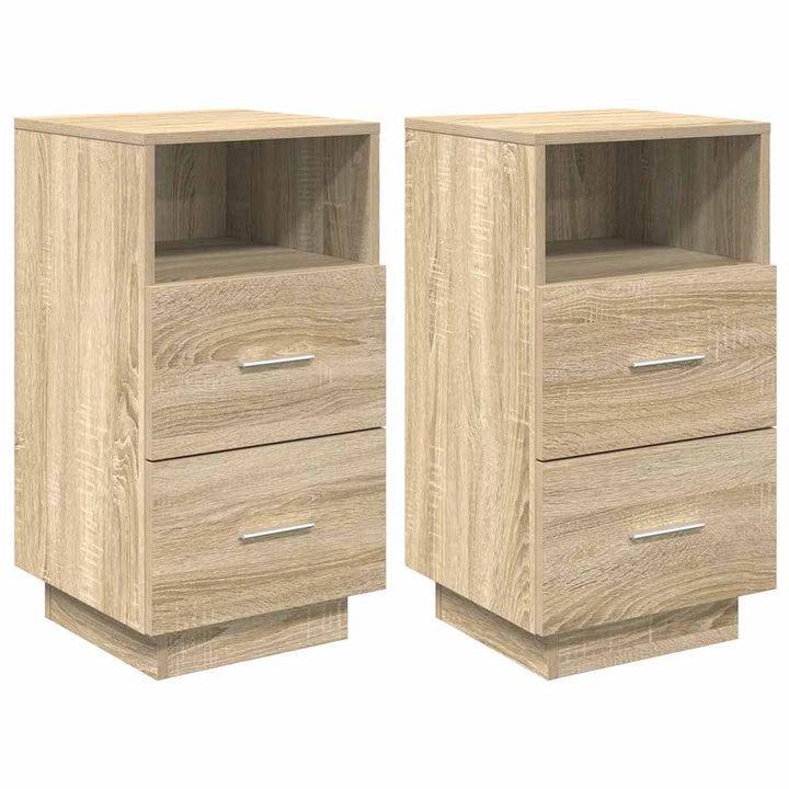 Sängbord 2 St Med 2 Lådor Sonoma-Ek 36X36X68 Cm