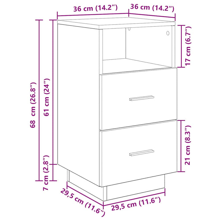 Sängbord 2 St Med 2 Lådor Sonoma-Ek 36X36X68 Cm