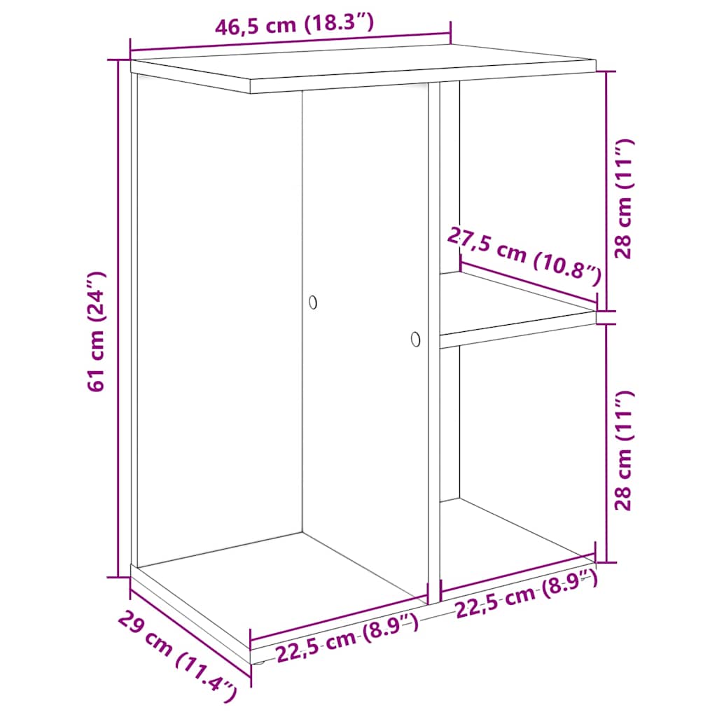 Sängbord 2 St 46,5X29X61 Cm Konstruerat Trä