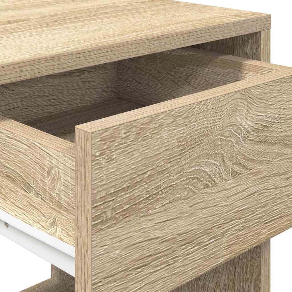 Sängbord 2 St Med Låda Sonoma-Ek 35X34X66,5 Cm