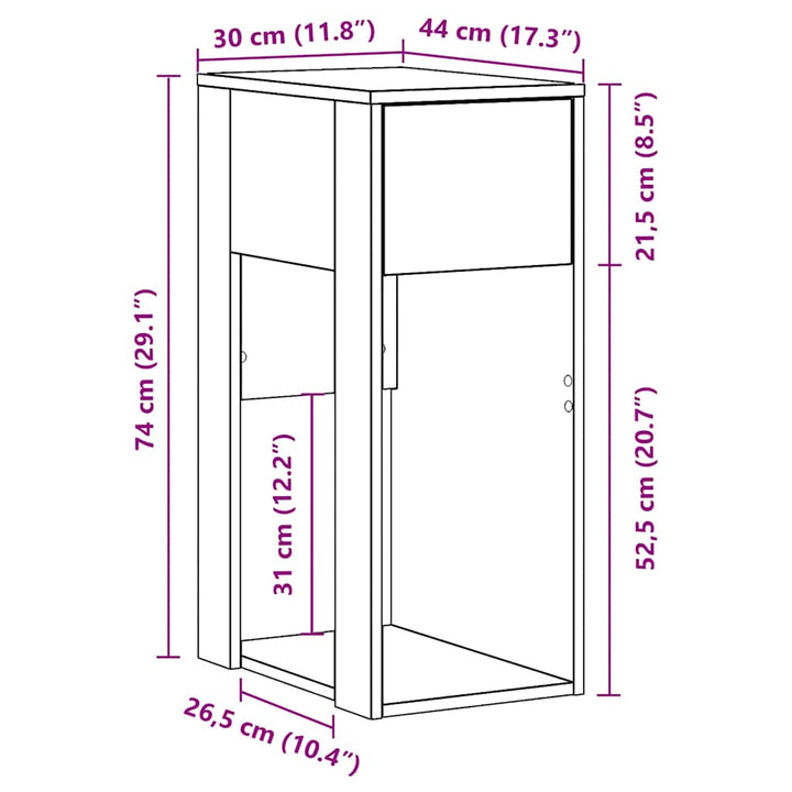Datorstativ Med Låda 30X44X74 Cm