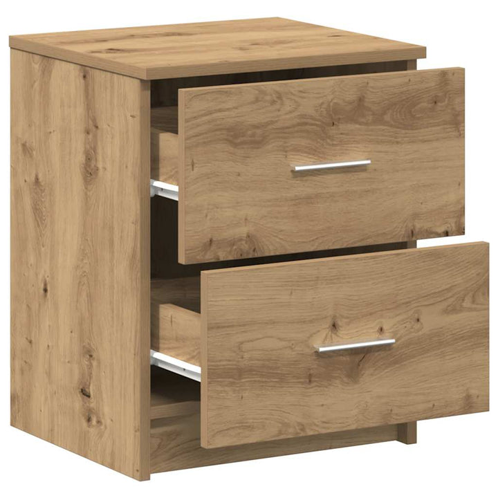 Sängbord 2 St Med 2 Lådor Hantverksmässig Ek 40X36X50 Cm