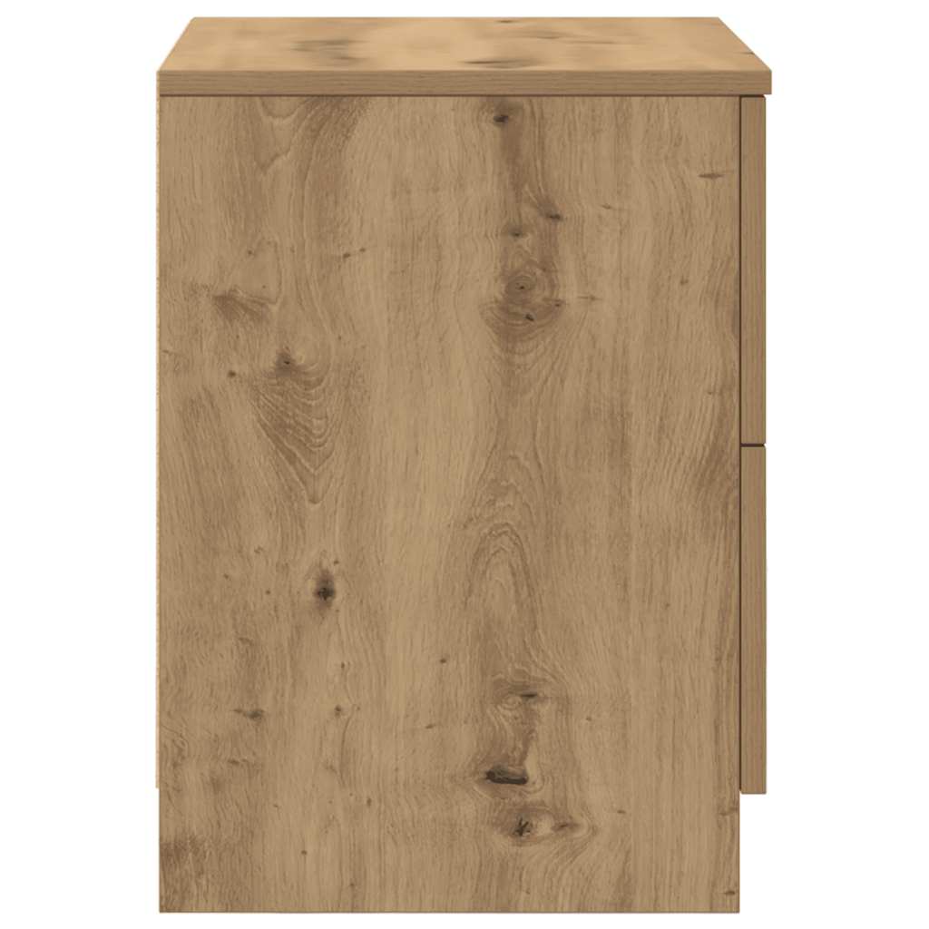 Sängbord 2 St Med 2 Lådor Hantverksmässig Ek 40X36X50 Cm
