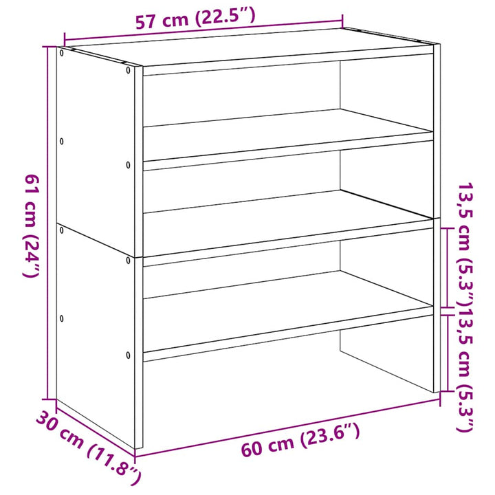 Skohyllor 2 St Stapelbara 60X30X30,5 Cm