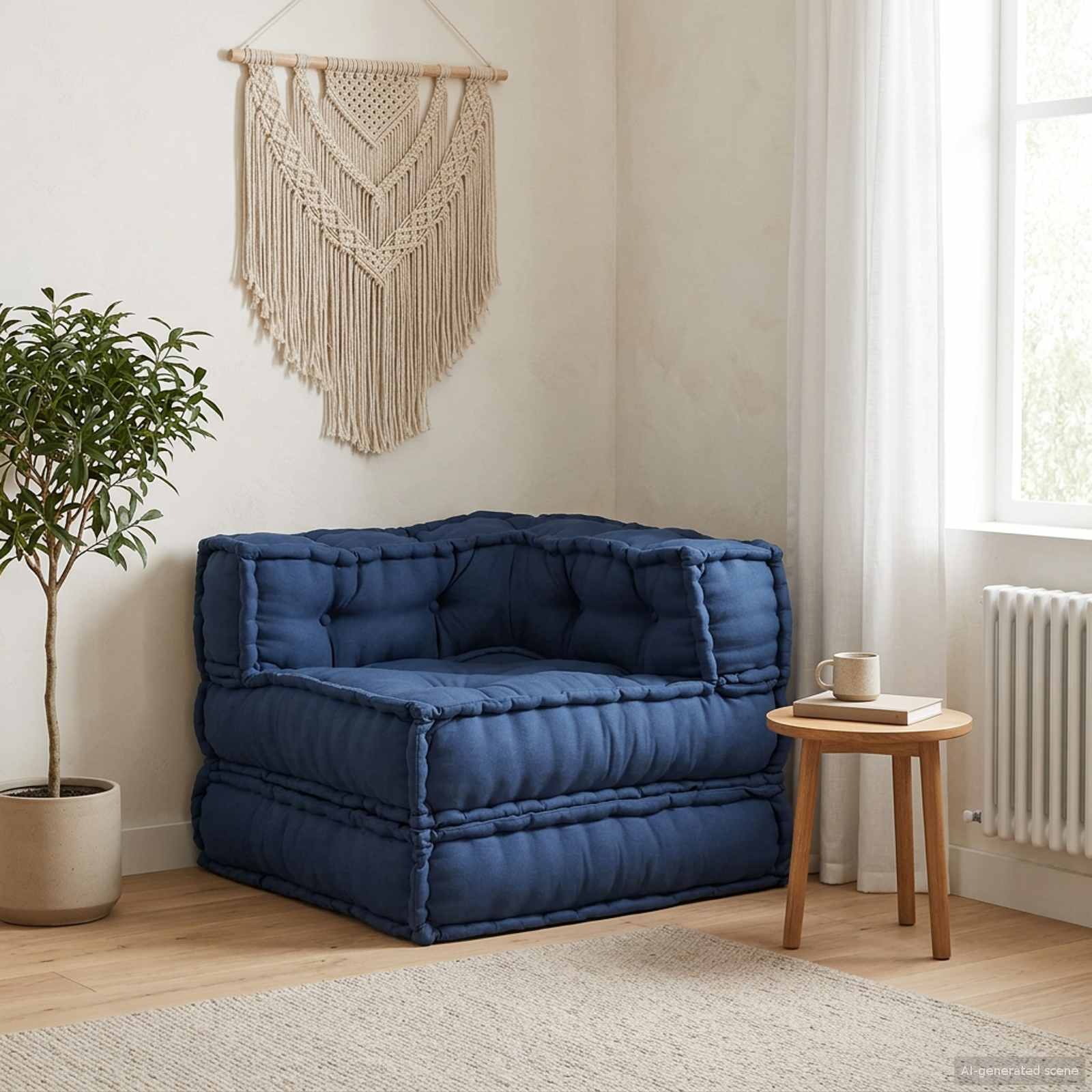 Modulsofa Enhet Tyg Indigo 70 X 70 X 56 Cm