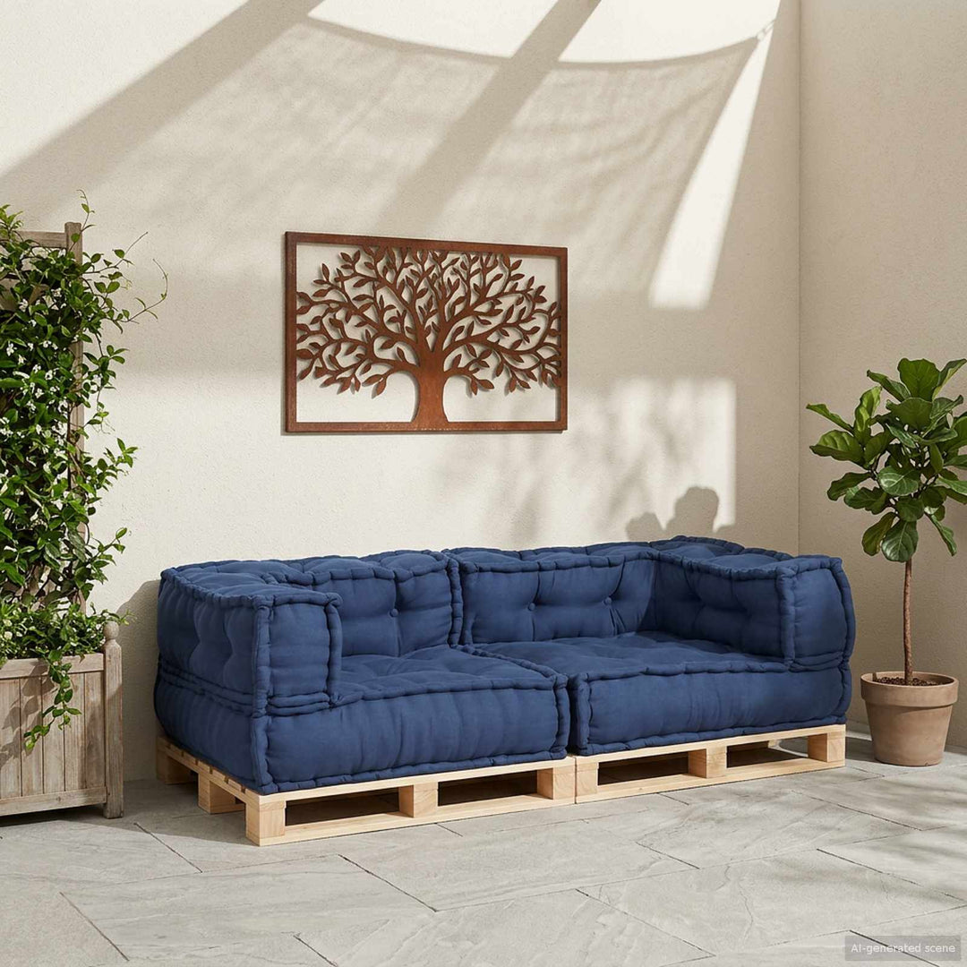 Modulsofa Enhet 3 St Tyg Indigo 140 X 70 X 36 Cm