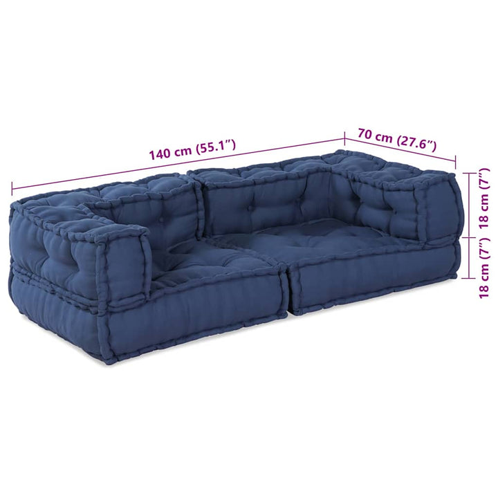 Modulsofa Enhet 3 St Tyg Indigo 140 X 70 X 36 Cm