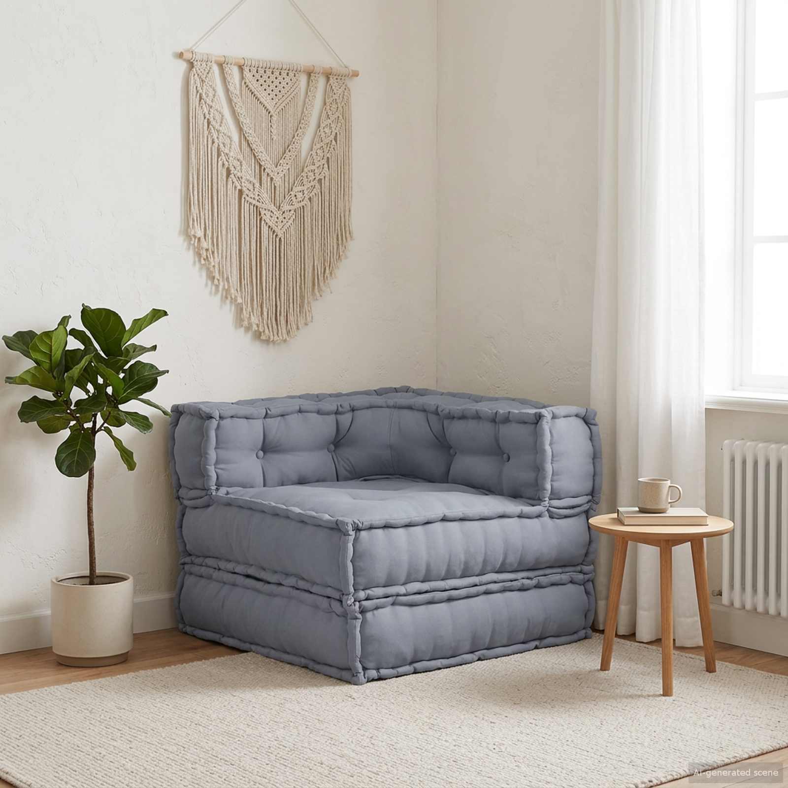 Modulsofa Enhet Tyg Grå 70 X 70 X 56 Cm