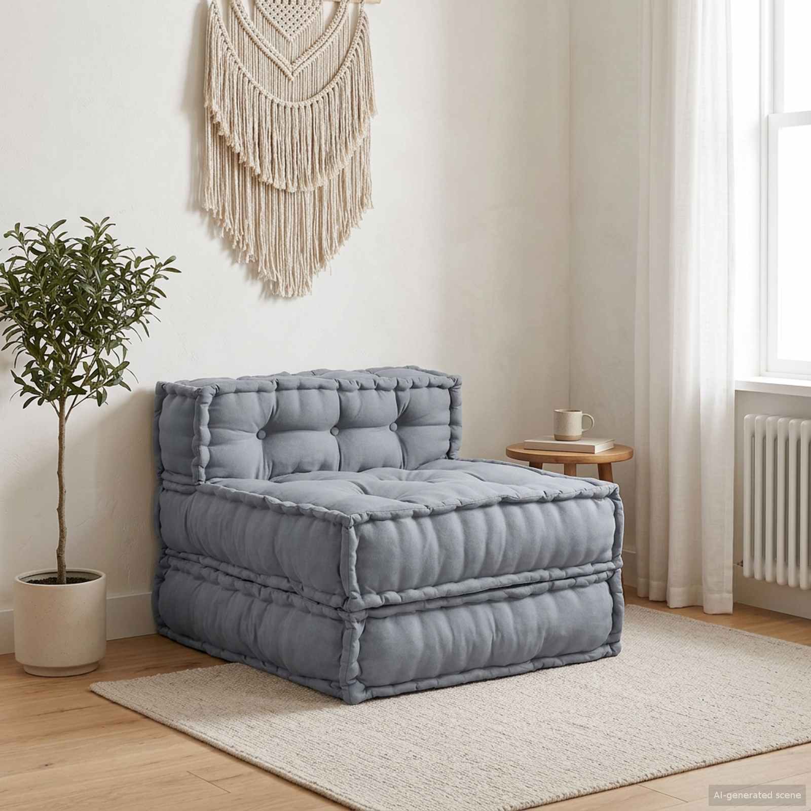 Modulsofa Enhet Tyg Grå 70 X 70 X 56 Cm