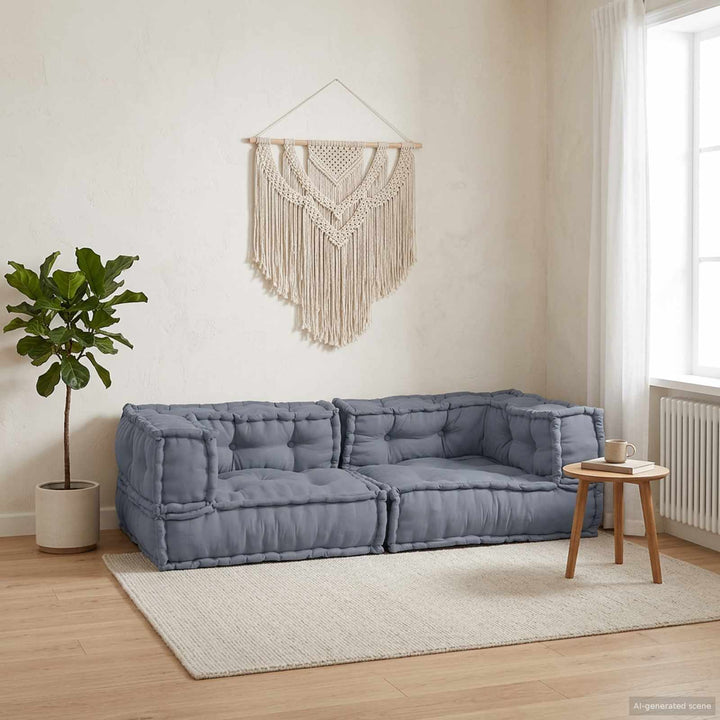Modulsofa Enhet 3 St Tyg Grå 140 X 70 X 36 Cm