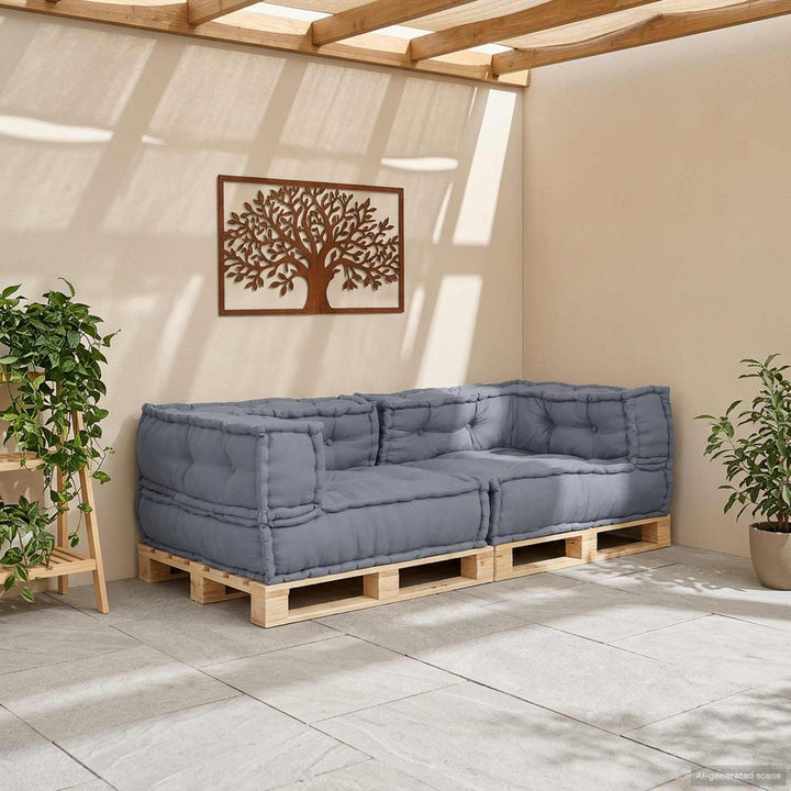 Modulsofa Enhet 3 St Tyg Grå 140 X 70 X 36 Cm