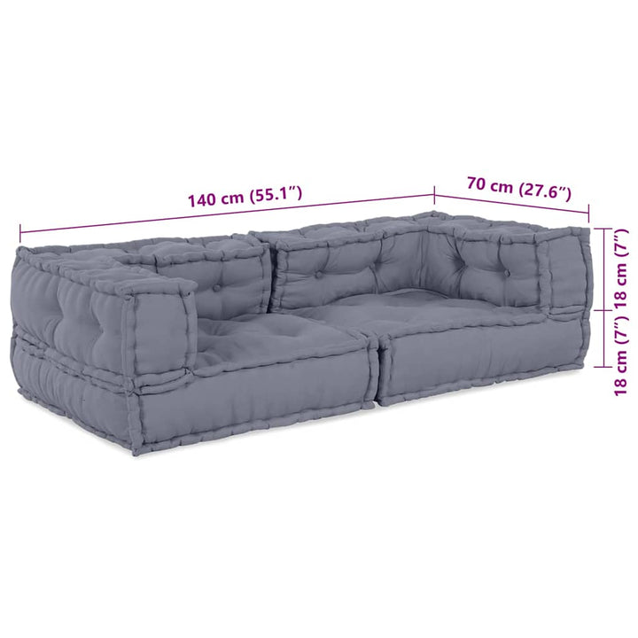 Modulsofa Enhet 3 St Tyg Grå 140 X 70 X 36 Cm