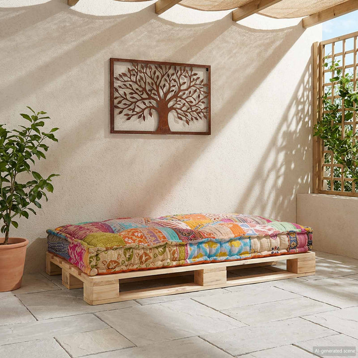 Pallettsoffa Kudde Flerfärgsdesign 120 X 80 X 12 Cm Tyg