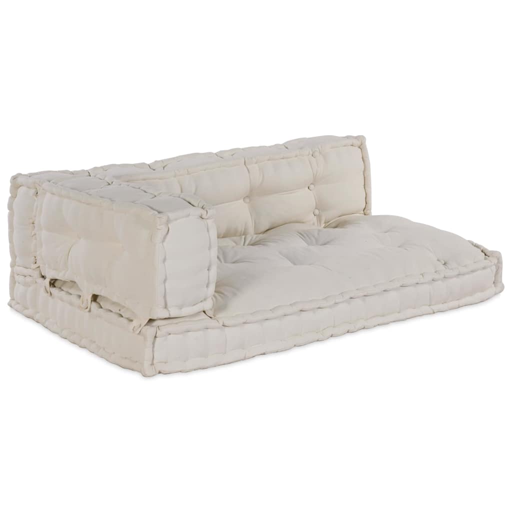 Pallettsoffa Kudde 3 Pcs Gräddvit 120 X 80 X 34 Cm Tyg