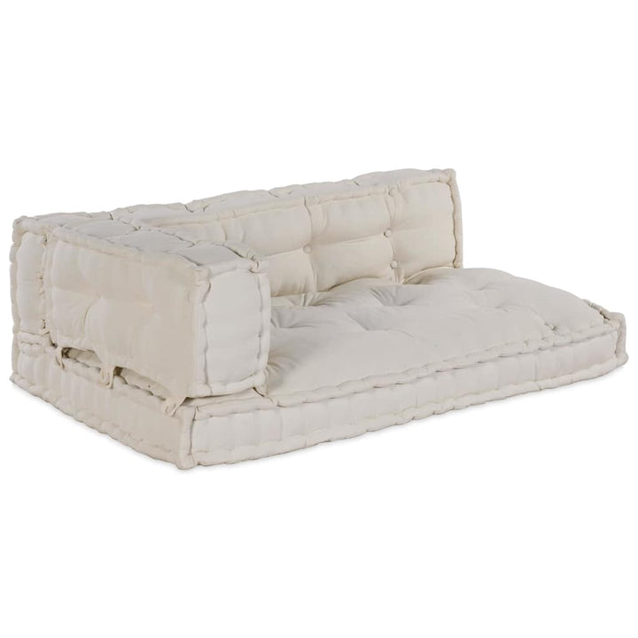 Pallettsoffa Kudde 3 Pcs Gräddvit 120 X 80 X 34 Cm Tyg