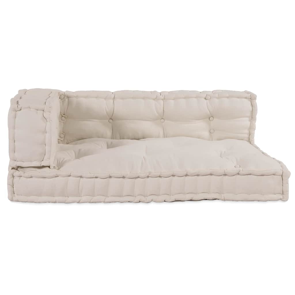 Pallettsoffa Kudde 3 Pcs Gräddvit 120 X 80 X 34 Cm Tyg