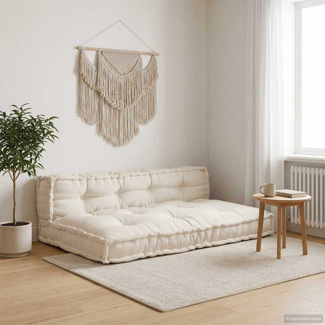Pallettsoffa Kudde 2 Pcs Gräddvit 120 X 80 X 38 Cm Tyg