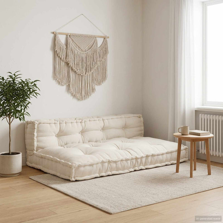 Pallettsoffa Kudde 2 Pcs Gräddvit 120 X 80 X 38 Cm Tyg