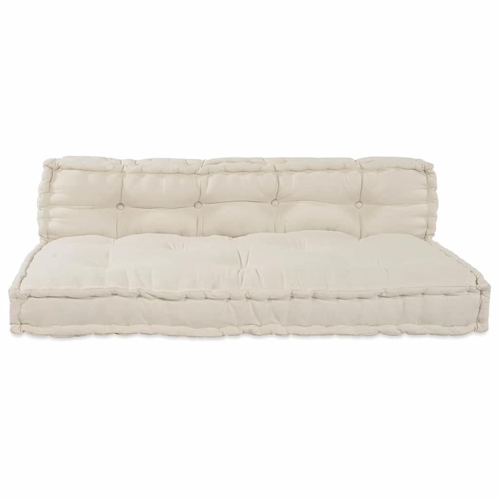 Pallettsoffa Kudde 2 Pcs Gräddvit 120 X 80 X 38 Cm Tyg