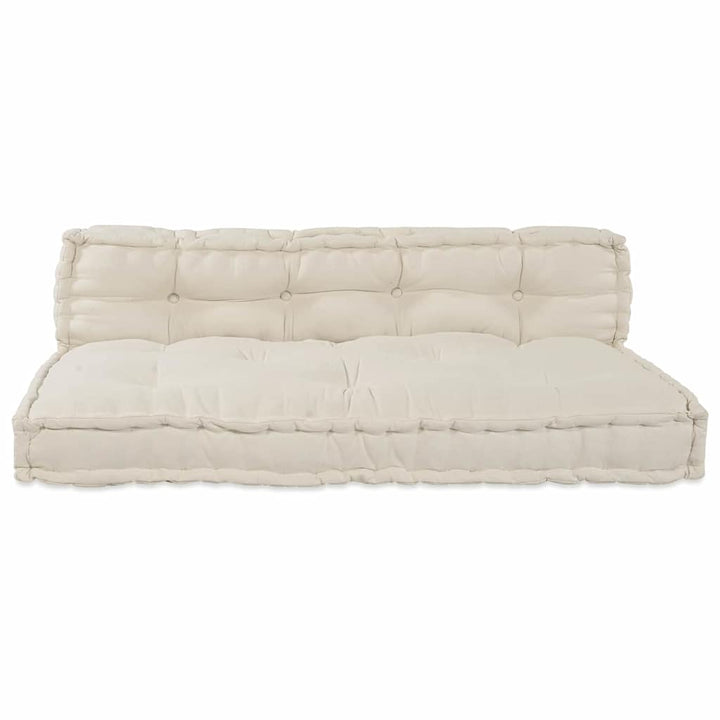 Pallettsoffa Kudde 2 Pcs Gräddvit 120 X 80 X 38 Cm Tyg