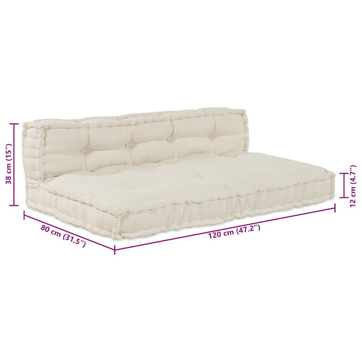 Pallettsoffa Kudde 2 Pcs Gräddvit 120 X 80 X 38 Cm Tyg