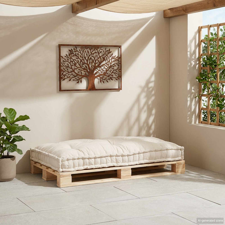 Pallettsoffa Kudde Gräddvit 120 X 80 X 12 Cm Tyg